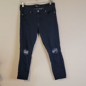 Just Black Women's Dark Blue Distressed Skinny Jeans
